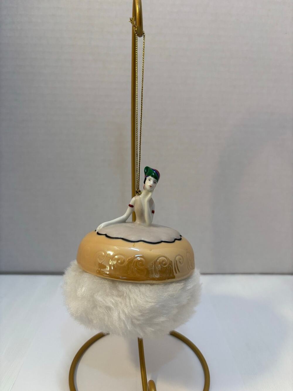 Vintage Seasons Midwest OF Cannon Falls Dresser Doll Vanity Powder Puff Ornament
